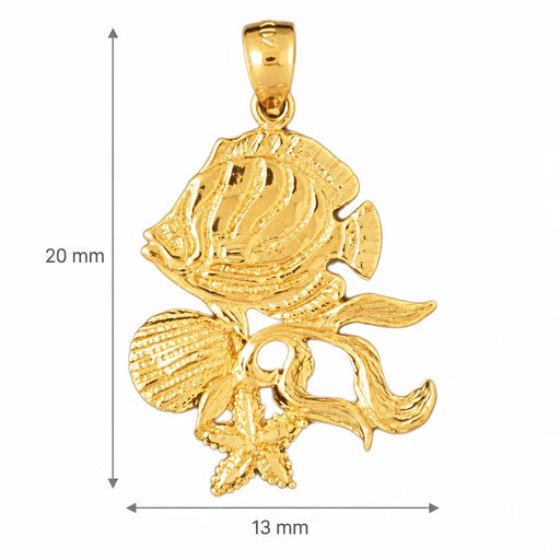 Angelfish Goldfish Charm Pendant 14k Gold (3.5 Grams) Yellow Gold 14k