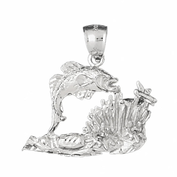Angelfish Goldfish Charm Pendant 14k Gold (5.6 Grams) White Gold 14k