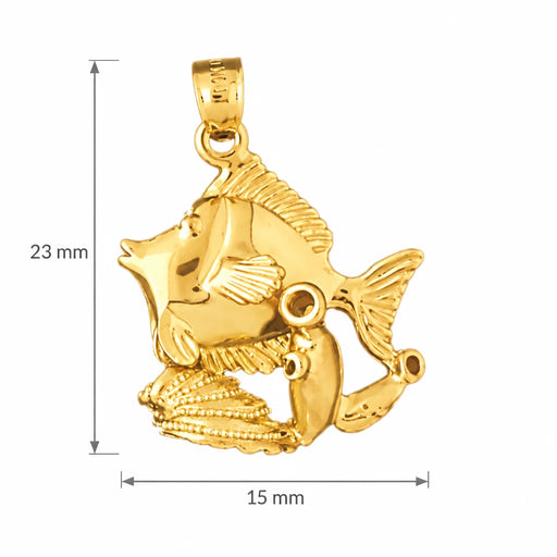 Angelfish Goldfish Charm Pendant 14k Gold (3.9 Grams) Yellow Gold 14k