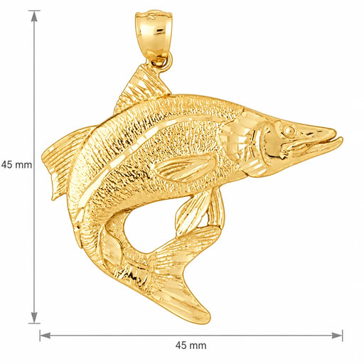 Assorted Fish Sea Bass Snook King Mackerel Charm Pendant 14k Gold (8.3 Grams) Yellow Gold 14k