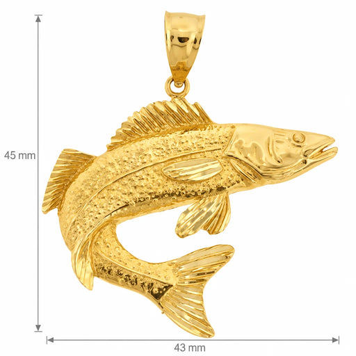 Assorted Fish Sea Bass Snook King Mackerel Charm Pendant 14k Gold (10.6 Grams) Yellow Gold 14k