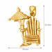 3D Beach Chair and Umbrella Charm Pendant 14k Gold (5.6 Grams) Yellow Gold 14k