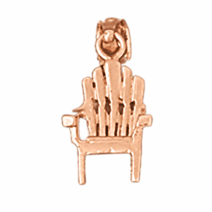 3D Beach Chair Charm Pendant 14k Gold Rose Gold 14k