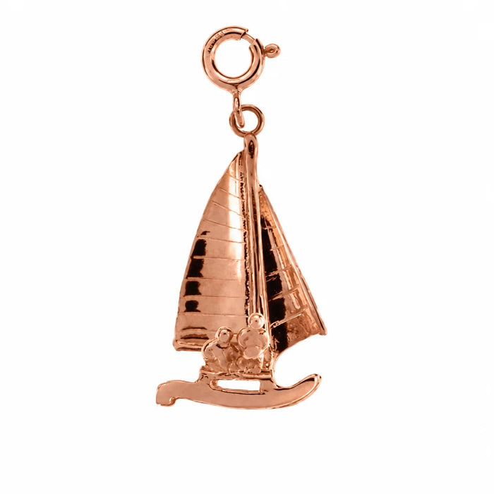 3D Boat Charm Pendant 14k Gold Rose Gold 14k