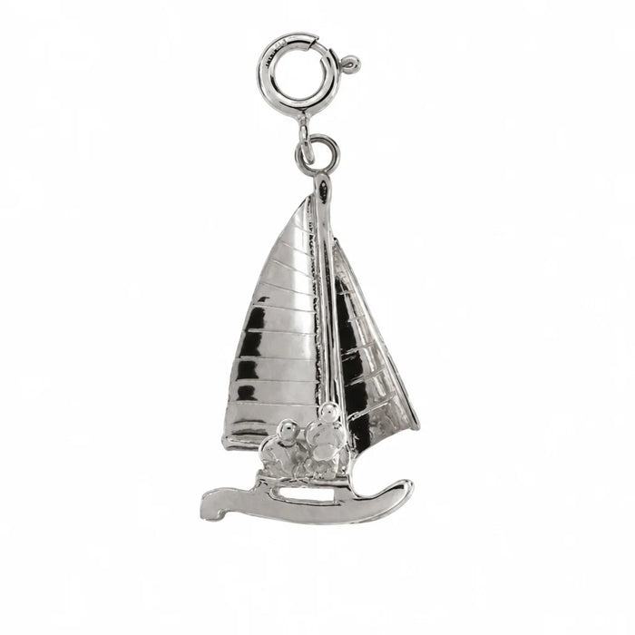 3D Boat Charm Pendant 14k Gold White Gold 14k