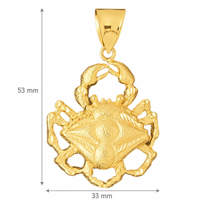 Crab Charm Pendant 14k Gold (12.7 Grams) Yellow Gold 14k