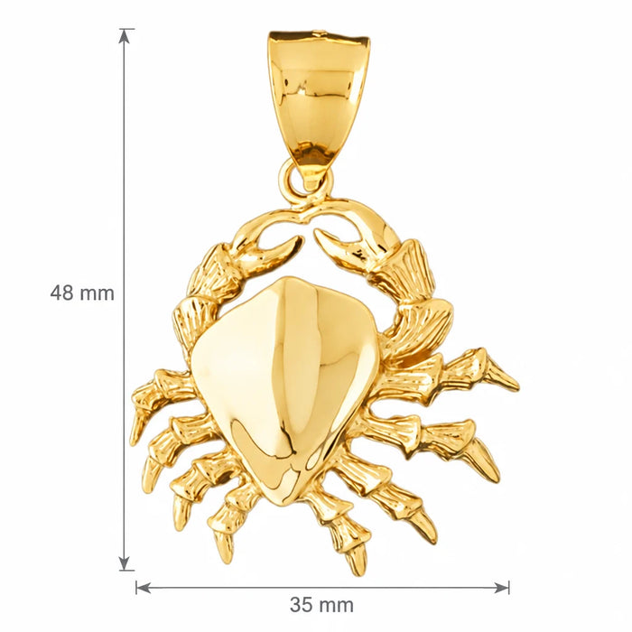 Crab Charm Pendant 14k Gold (13.9 Grams) Yellow Gold 14k