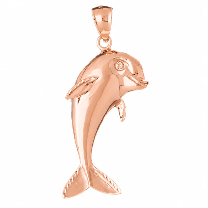 Dolphin Charm Pendant 14k Gold Rose Gold 14k