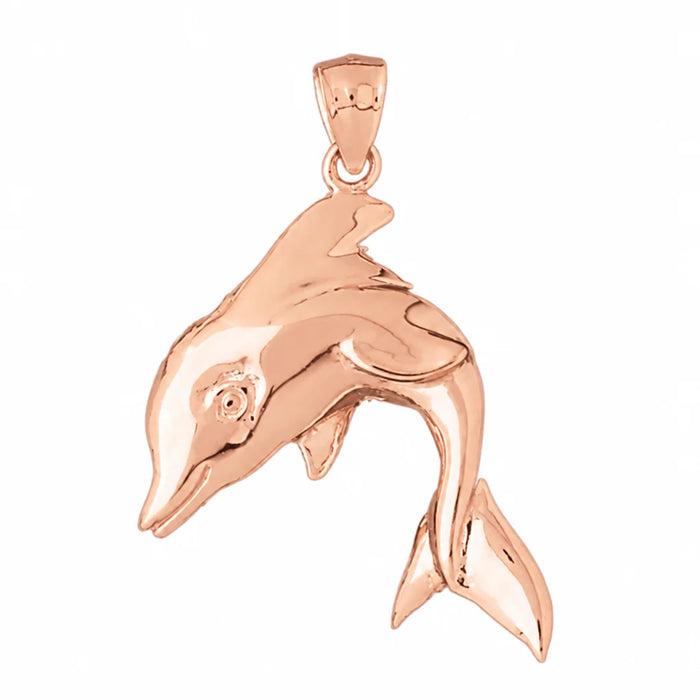 Dolphin Charm Pendant 14k Gold (7.3 Grams) Rose Gold 14k