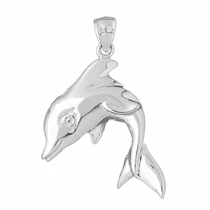 Dolphin Charm Pendant 14k Gold (7.3 Grams) White Gold 14k