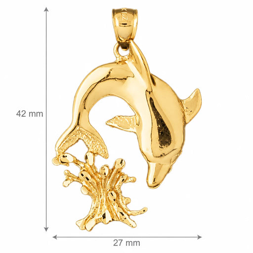 Dolphin Charm Pendant 14k Gold Yellow Gold 14k
