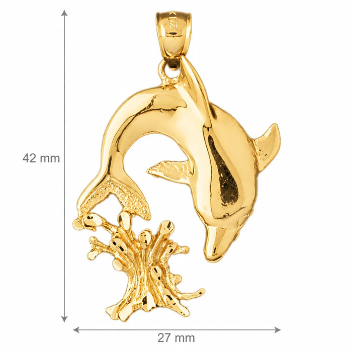 Dolphin Charm Pendant 14k Gold Yellow Gold 14k