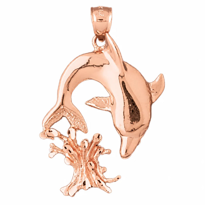 Dolphin Charm Pendant 14k Gold Rose Gold 14k