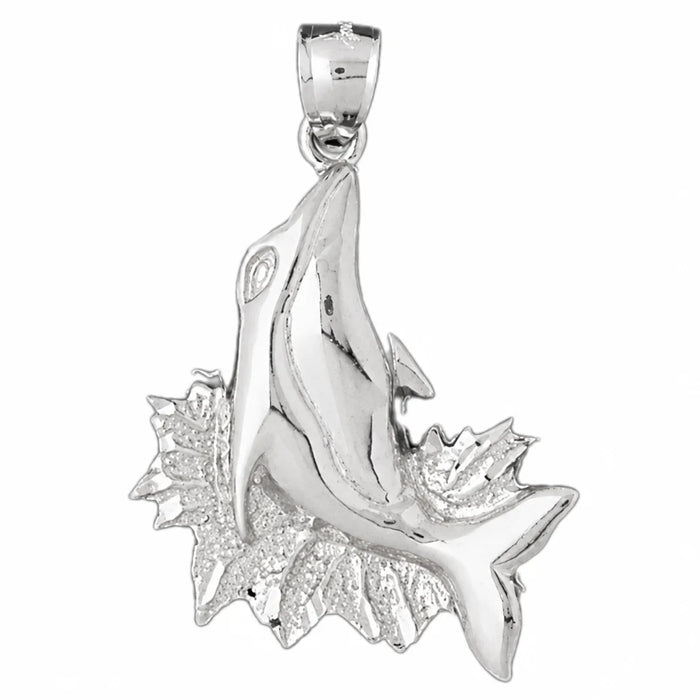 Dolphin Charm Pendant 14k Gold (11.7 Grams) White Gold 14k