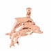 Dolphins Charm Pendant 14k Gold (5.6 Grams) Rose Gold 14k