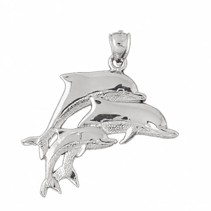 Dolphins Charm Pendant 14k Gold (5.6 Grams) White Gold 14k