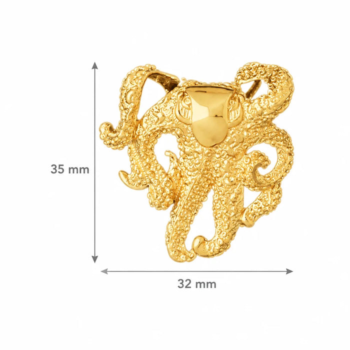 Octopus Slide Charm Pendant 14k Gold Yellow Gold 14k
