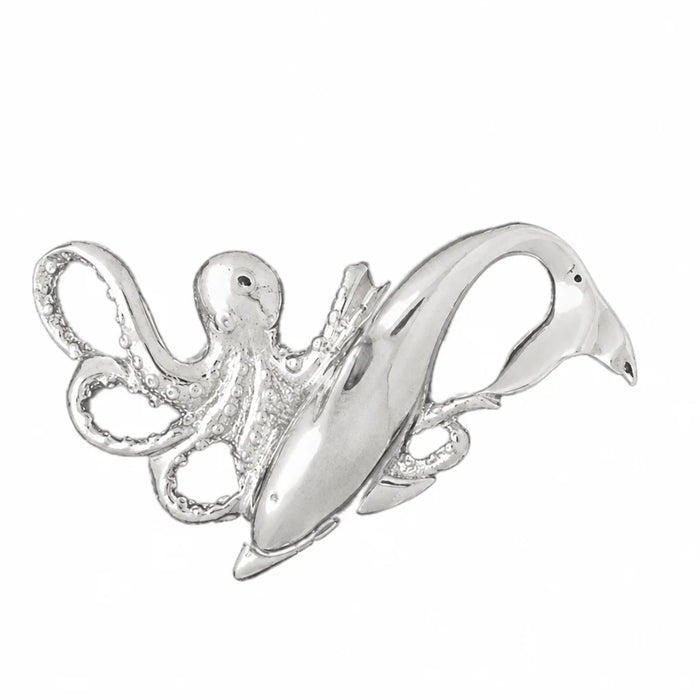 Octopus and Dolphin Slide Charm Pendant 14k Gold (12 Grams) White Gold 14k