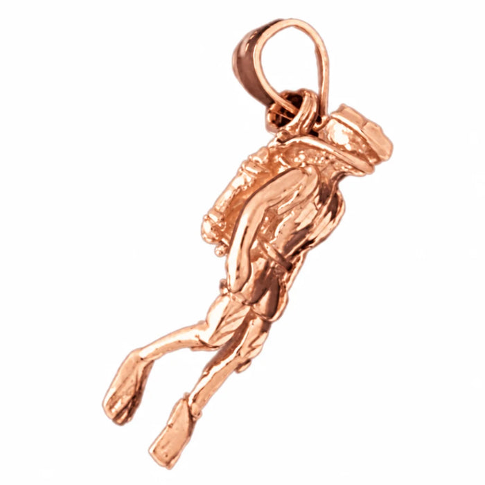 3D Scuba Diving Diver Charm Pendant 14k Gold (2.6 Grams) Rose Gold 14k
