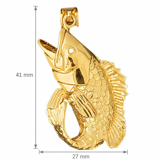 Sea Bass Fish Charm Pendant 14k Gold (9.3 Grams) Yellow Gold 14k