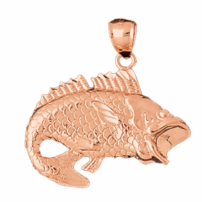 Sea Bass Fish Charm Pendant 14k Gold (6.9 Grams) Rose Gold 14k