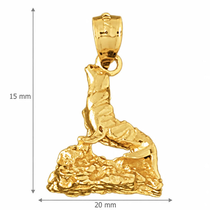 3D Sea Lion Seal Charm Pendant 14k Gold Yellow Gold 14k