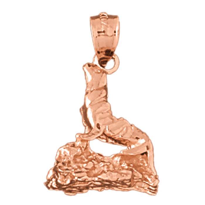 3D Sea Lion Seal Charm Pendant 14k Gold Rose Gold 14k