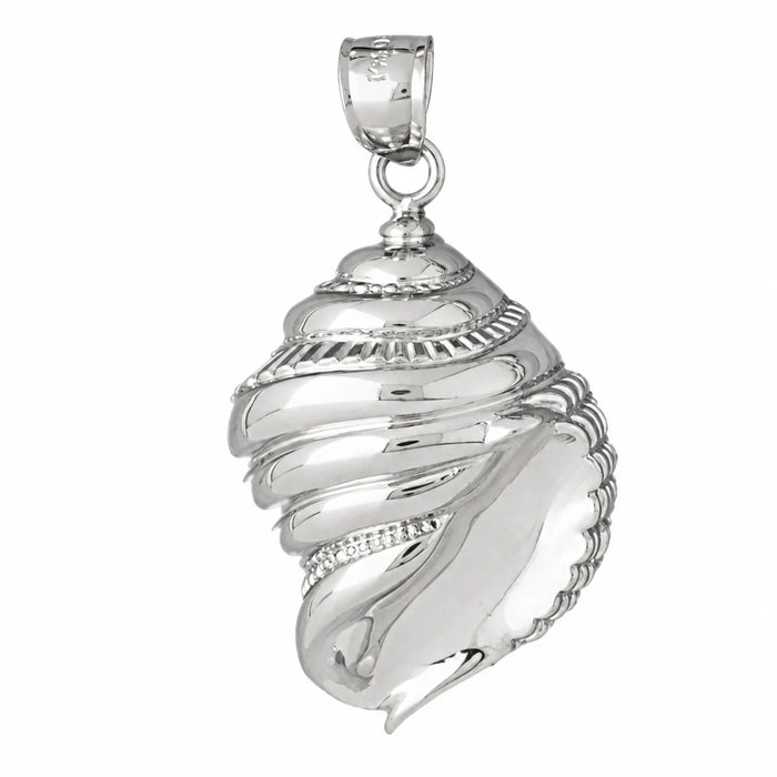 Seashell Charm Pendant 14k Gold (8.5 Grams) White Gold 14k