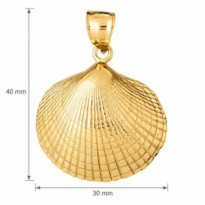 Seashell Charm Pendant 14k Gold Yellow Gold 14k