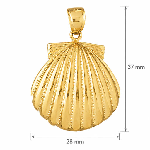 Seashell Charm Pendant 14k Gold (9.3 Grams) Yellow Gold 14k