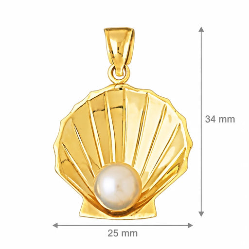 Seashell Pearl Charm Pendant 14k Gold (7.3 Grams) Yellow Gold 14k