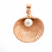 Seashell Pearl Charm Pendant 14k White Gold Rose Gold 14k