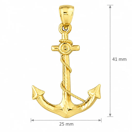 3D Ship Anchor Charm Pendant 14k Gold (4.4 Grams) Yellow Gold 14k