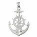 Ship Anchor and Wheel Charm Pendant 14k Gold (8.5 Grams) White Gold 14k