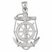 Ship Anchor and Wheel Charm Pendant 14k Gold (8 Grams) White Gold 14k