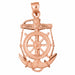 Ship Anchor and Wheel Charm Pendant 14k Gold (8 Grams) Rose Gold 14k