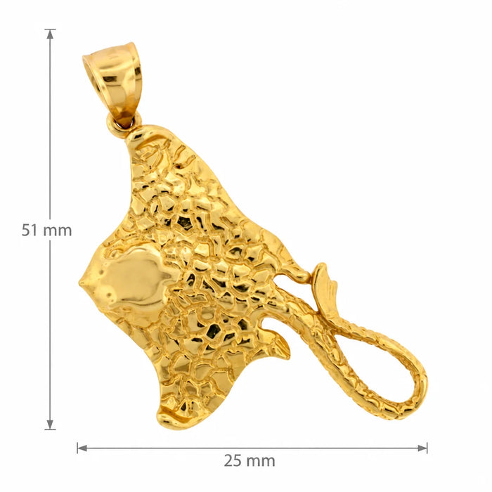 Stingray Fish Charm Pendant 14k Gold (14.5 Grams) Yellow Gold 14k
