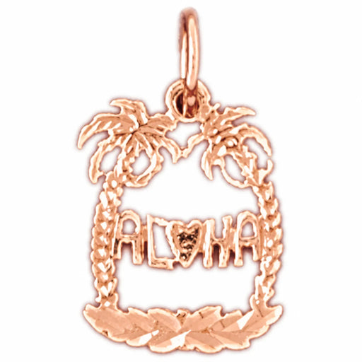 Aloha Hawaii Charm Pendant 14k Gold (0.6 Grams) Rose Gold 14k