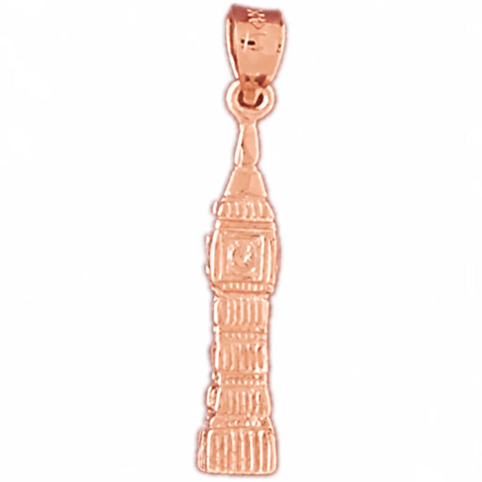 3D Big Ben Clock London Charm Pendant 14k Gold Rose Gold 14k