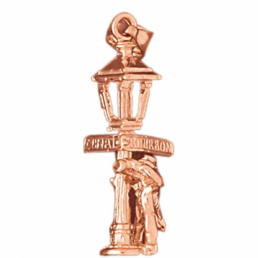 3D Bourson Avenue Street Lamp Charm Pendant 14k Gold (3.4 Grams) Rose Gold 14k