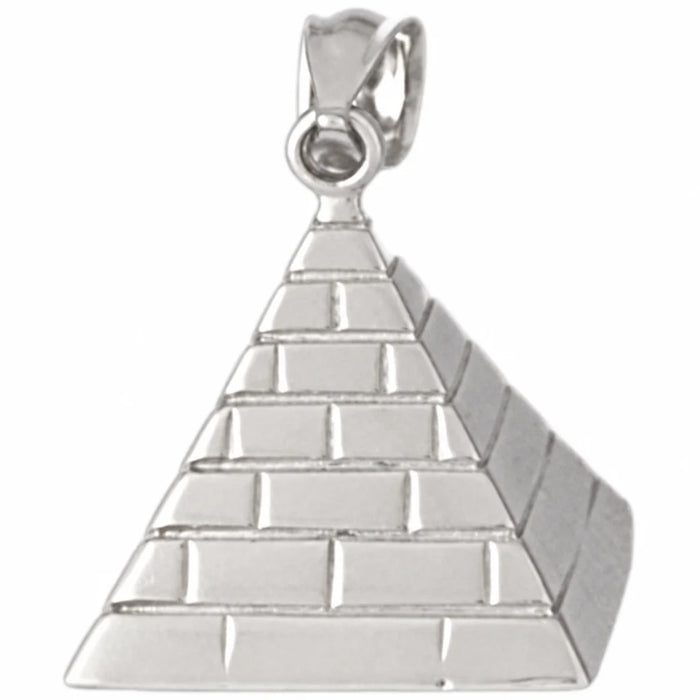 3D Egyptian Pyramid Charm Pendant 14k Gold (6.7 Grams) White Gold 14k