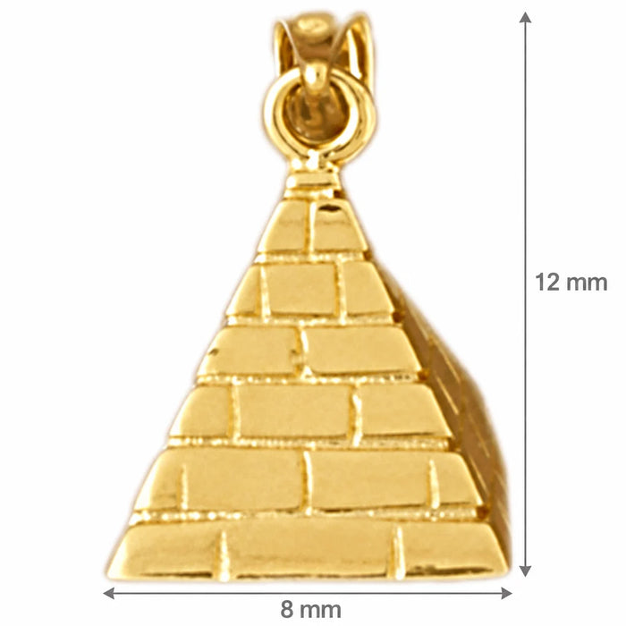 3D Egyptian Pyramid Charm Pendant 14k Gold (3.9 Grams) Yellow Gold 14k