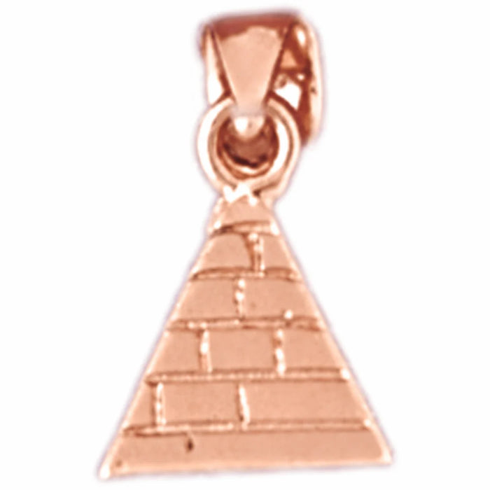 3D Egyptian Pyramid Charm Pendant 14k Gold (1.2 Grams) Rose Gold 14k