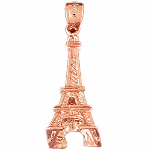 3D Eiffel Tower Charm Pendant 14k Gold Rose Gold 14k