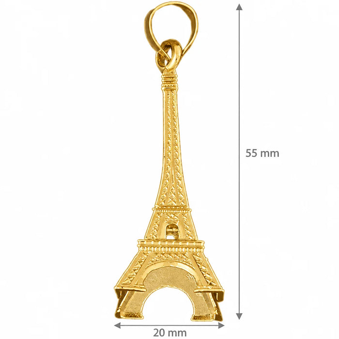 3D Eiffel Tower Charm Pendant 14k Gold (11.3 Grams) Yellow Gold 14k