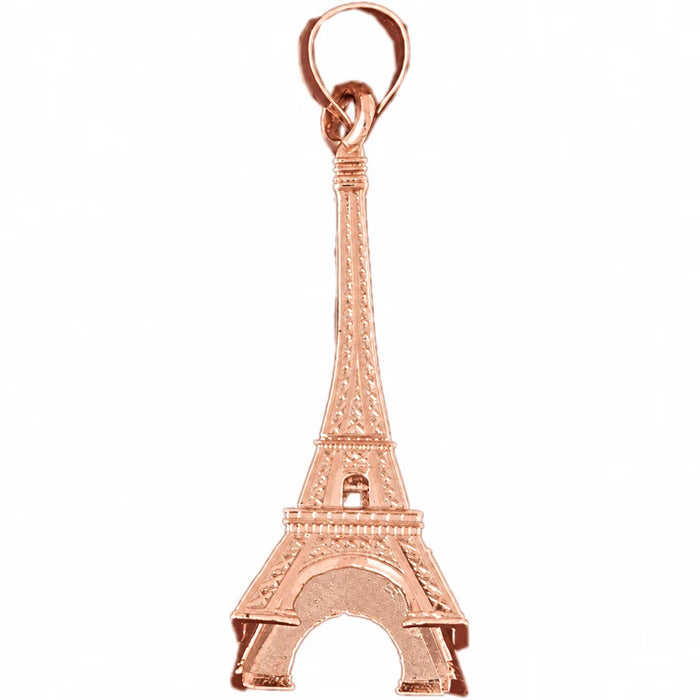 3D Eiffel Tower Charm Pendant 14k Gold (11.3 Grams) Rose Gold 14k