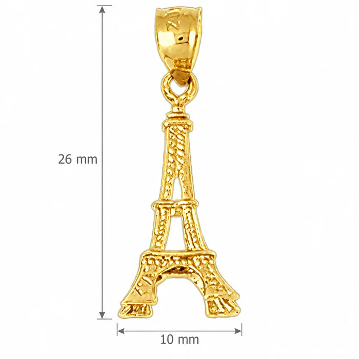 3D Eiffel Tower Charm Pendant 14k Gold (2.1 Grams) Yellow Gold 14k