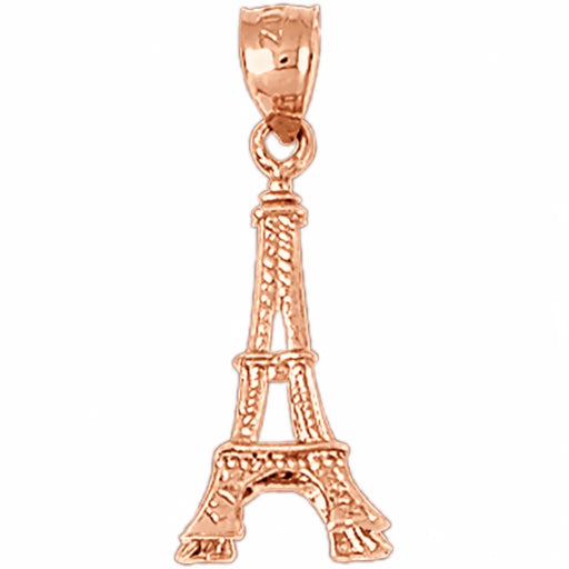 3D Eiffel Tower Charm Pendant 14k Gold (2.1 Grams) Rose Gold 14k