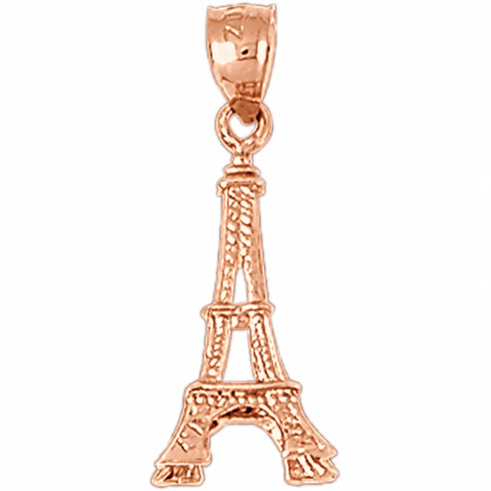 3D Eiffel Tower Charm Pendant 14k Gold (2.1 Grams) Rose Gold 14k