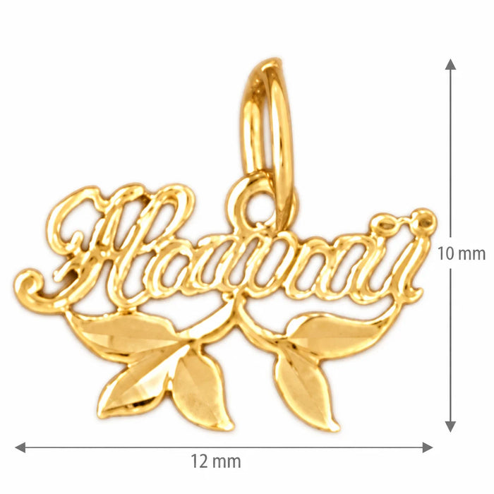 Hawaii Charm Pendant 14k Gold (0.4 Grams) Yellow Gold 14k